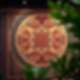 A detailed view of a heavy wall tapestry showcasing intricate patterns and textures