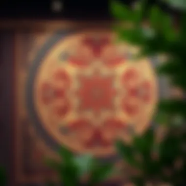 A detailed view of a heavy wall tapestry showcasing intricate patterns and textures