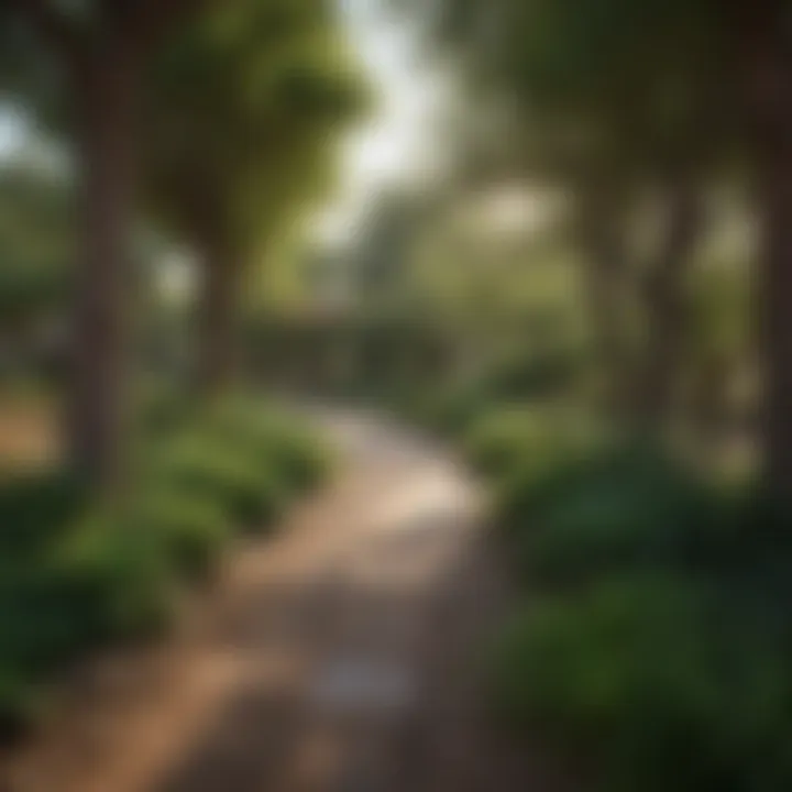 A serene park setting in the Arcadia neighborhood showcasing lush greenery