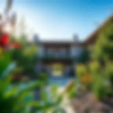 Community spaces within Westwood Apartments including a lush garden