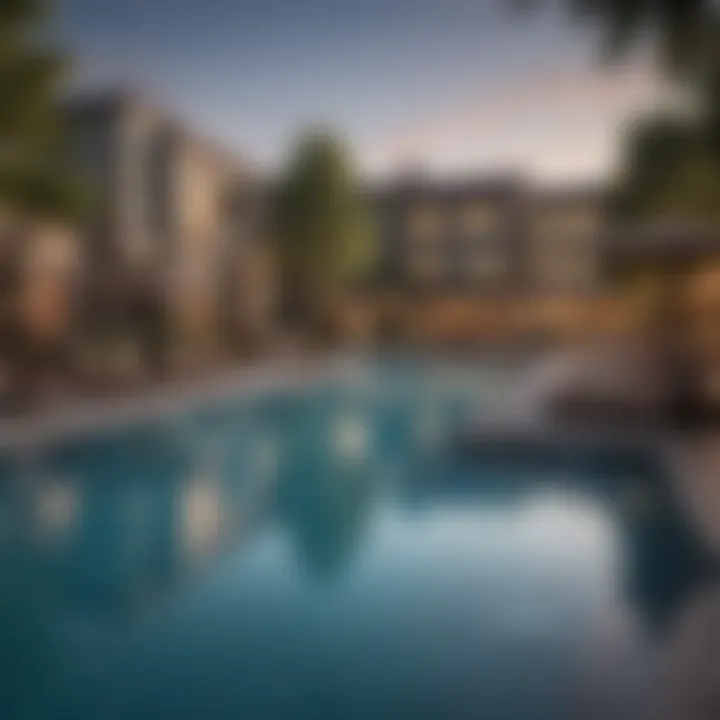 Luxurious amenities including a swimming pool and fitness center at Fairway Park Apartments