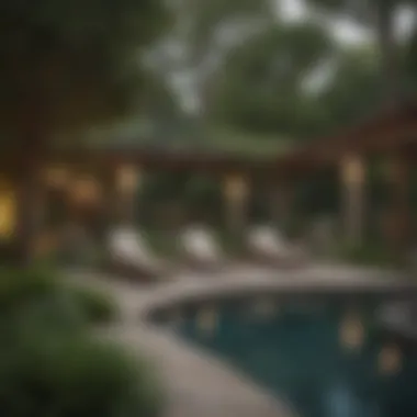 Peaceful Backyard Oasis A serene backyard space with landscaping and outdoor furniture for relaxation.
