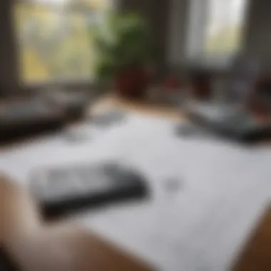Graph paper and calculator on a desk