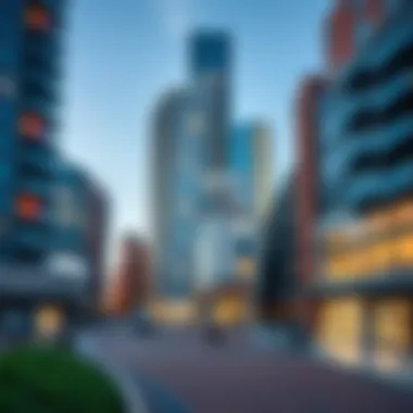 Modern Architecture in the Seaport District Lively atmosphere of the Seaport District with modern architecture