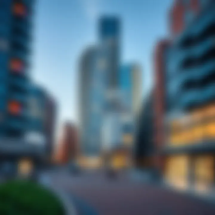 Modern Architecture in the Seaport District Lively atmosphere of the Seaport District with modern architecture