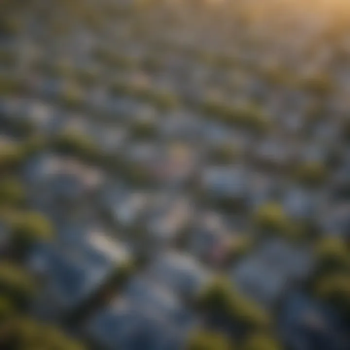 Aerial view of a vibrant Austin neighborhood showcasing residential properties