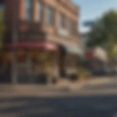 Historic architecture along Hawthorne Boulevard with eclectic shops and cafes.