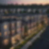 Aerial view of multifamily homes showcasing diverse architectural styles