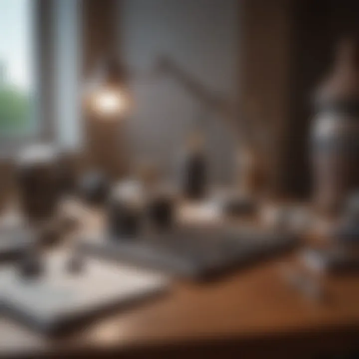 Financial analysis tools laid out on a desk