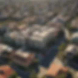 Aerial view showcasing diverse architectural styles in Los Angeles neighborhoods