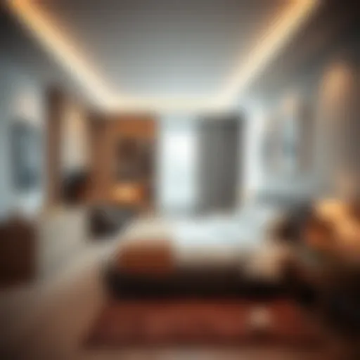 A beautifully arranged small bedroom featuring multifunctional furniture.