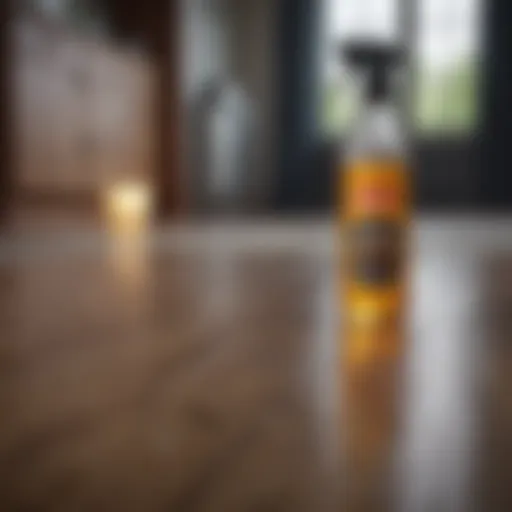 Vinegar solution in a spray bottle ready for cleaning laminate floors