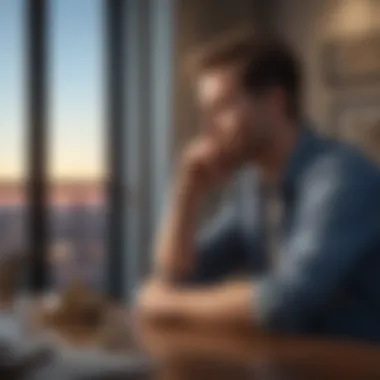 Contemplating Financial Options A thoughtful person contemplating financial options