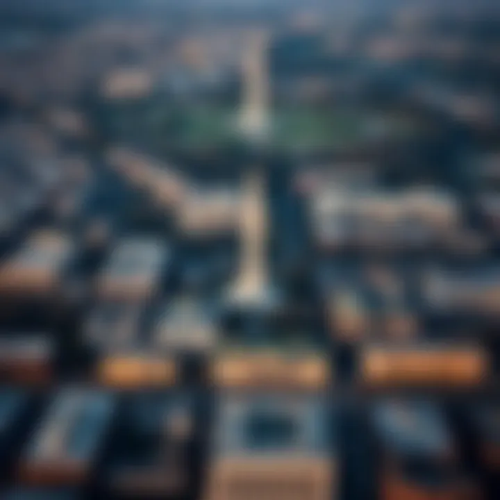 Aerial view of Washington, D.C. showcasing various neighborhoods.