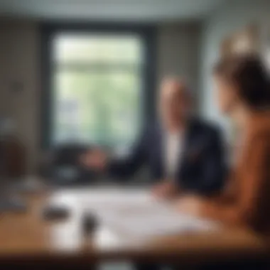 A tenant discussing credit history with a property manager in an office setting.