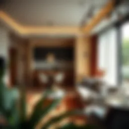 A modern apartment interior showcasing stylish furnishings and decor