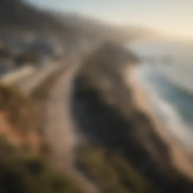 Scenic coastline along the route to Santa Monica