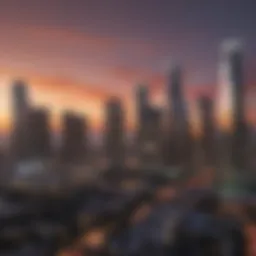 Vibrant Los Angeles skyline at sunset