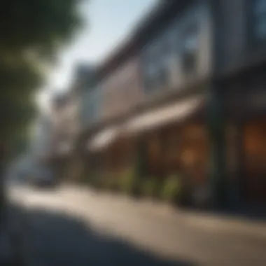 Charming street view of a Portland neighborhood showcasing local shops and cafes.