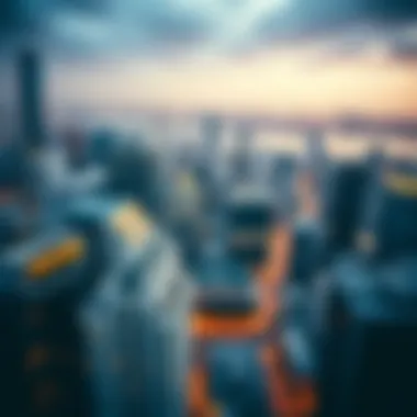 Aerial view of a bustling urban skyline