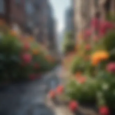 Floral Beauty in Urban Environments Diverse flowering plants enhancing a city landscape