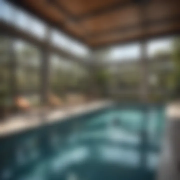 Luxurious amenities at Royal Pines Apartments, featuring a well-equipped fitness center and pool area.