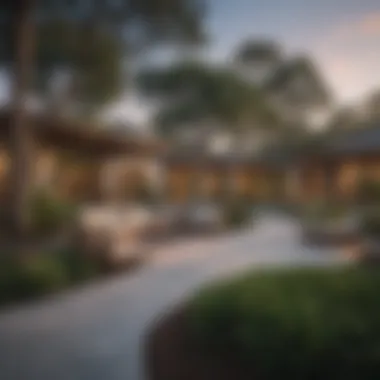 Serene Outdoor Spaces Beautifully landscaped community spaces around Royal Pines Apartments, enhancing outdoor living.