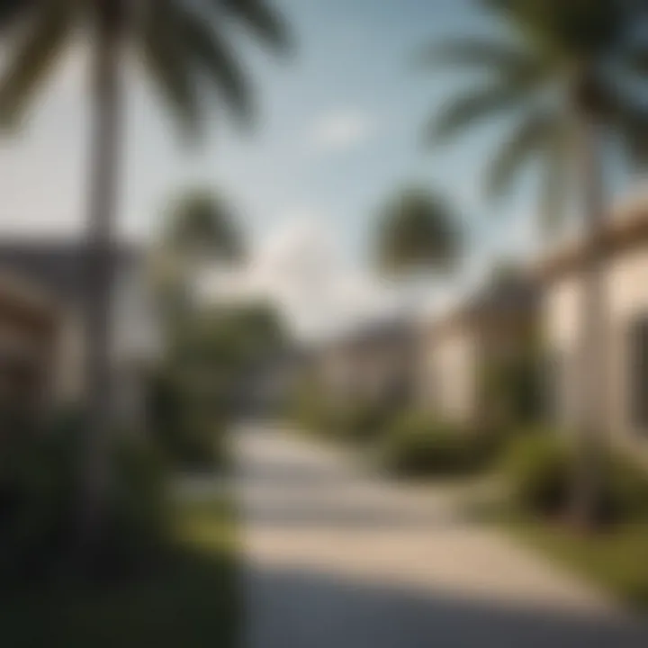 Peaceful neighborhood in Miami with palm trees