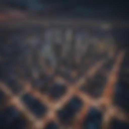 Aerial view of a vibrant urban skyline