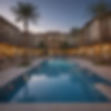 Amenities available at Solera Apartments including a pool and fitness center