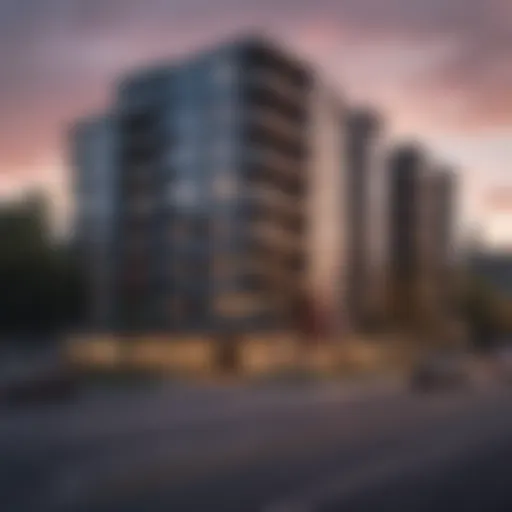 Stunning view of a modern apartment complex in Southwest Portland