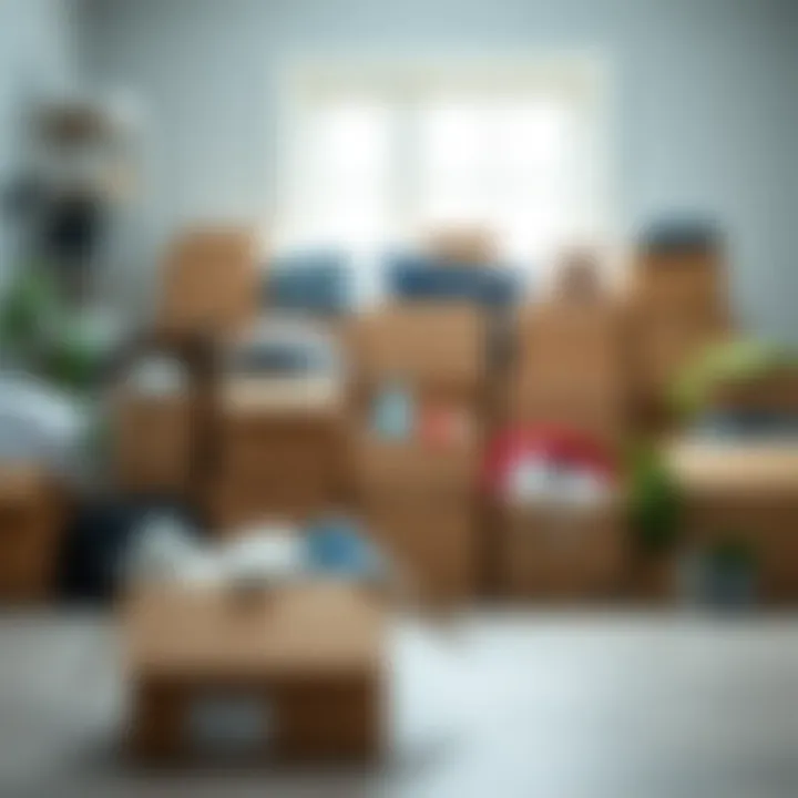 Categorized boxes filled with different household items ready for relocation.