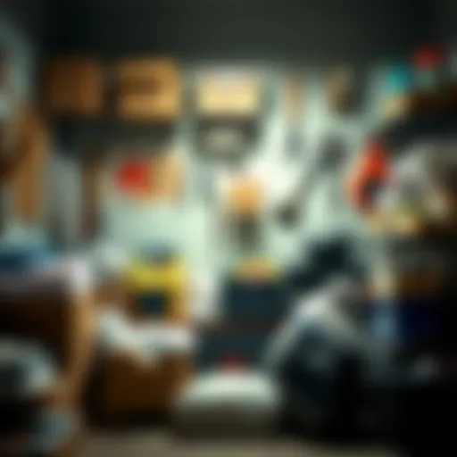 A well-organized packing station showcasing various packing materials and tools.