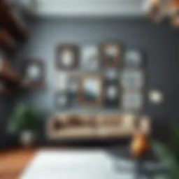 Creative wall display featuring multiple frames