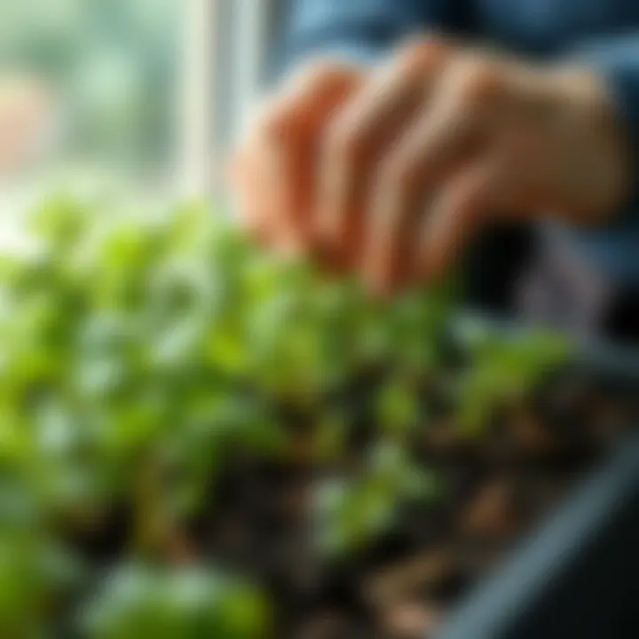 Planting Indoor Herbs Close-up of a hands-on approach to planting herbs in rich soil
