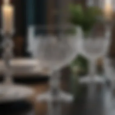 Crystal Elegance in Table Setting Artful table setting featuring crystal glasses