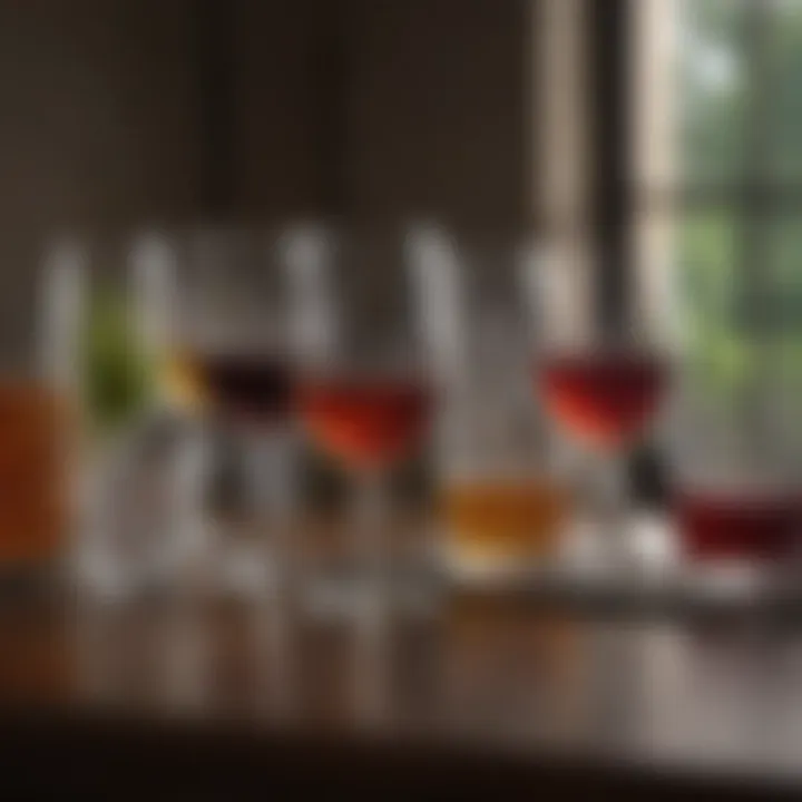 Variety of glass types for different beverages