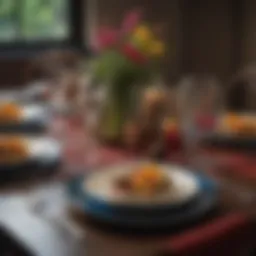 Elegant informal table setting with vibrant color scheme