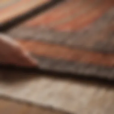 A close-up of rug fibers being treated with proper maintenance techniques.