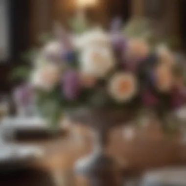Exquisite Centerpiece for Formal Dinner Close-up of an exquisite centerpiece for a formal dinner