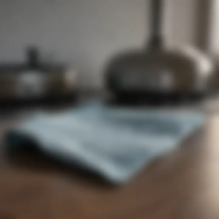 A microfiber cloth used for cleaning stainless steel