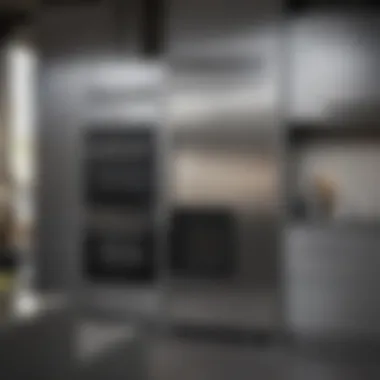 Brushed stainless steel appliance in a modern kitchen setting