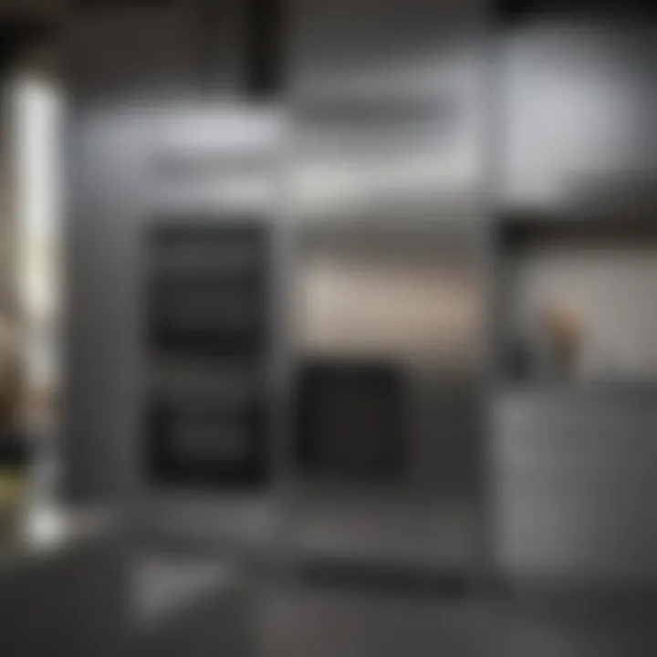 Brushed stainless steel appliance in a modern kitchen setting