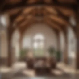 Elegant cathedral ceiling showcasing wooden beams