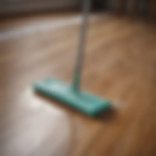 Demonstration of wet Swiffer on laminate flooring