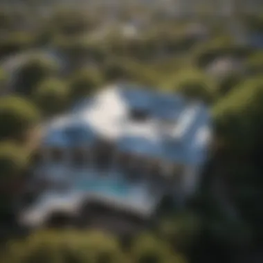 Aerial view of unique homes in Austin showcasing architectural diversity