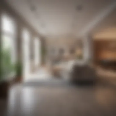 Interior layout of a condominium highlighting open space