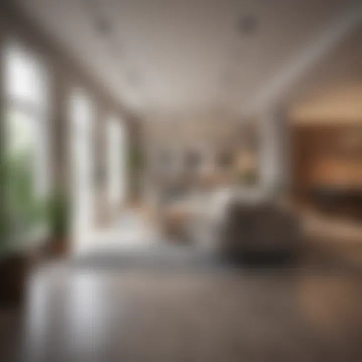 Interior layout of a condominium highlighting open space