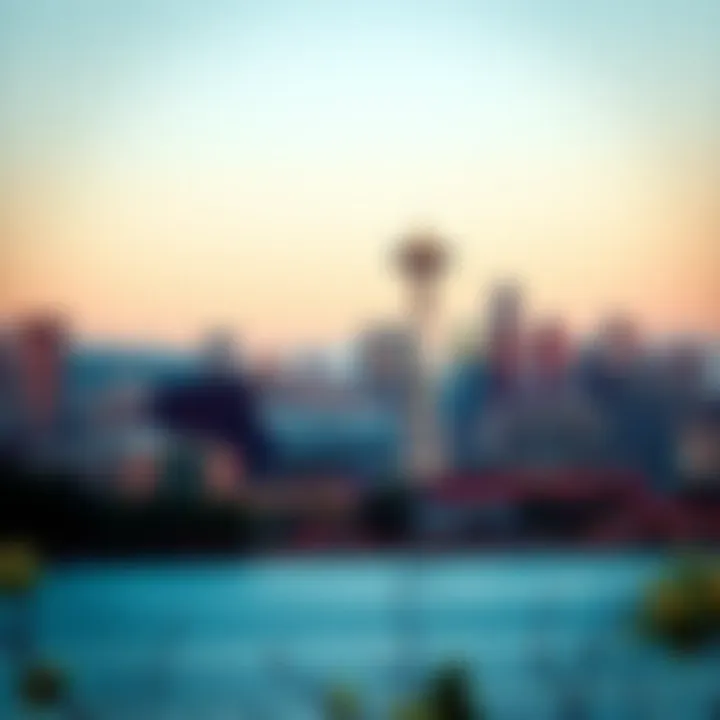 Seattle Skyline: A Blend of Nature and Urban Life Aerial view of Seattle skyline showcasing modern architecture