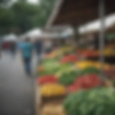 Local farmers market bustling with fresh produce and community vibes